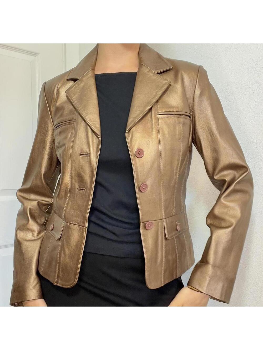 Metallic Leather Jacket